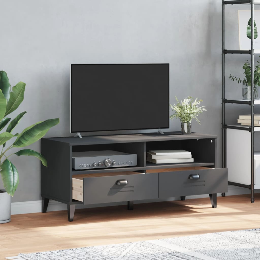 Meuble TV VIKEN gris anthracite bois de pin solide - XIOS