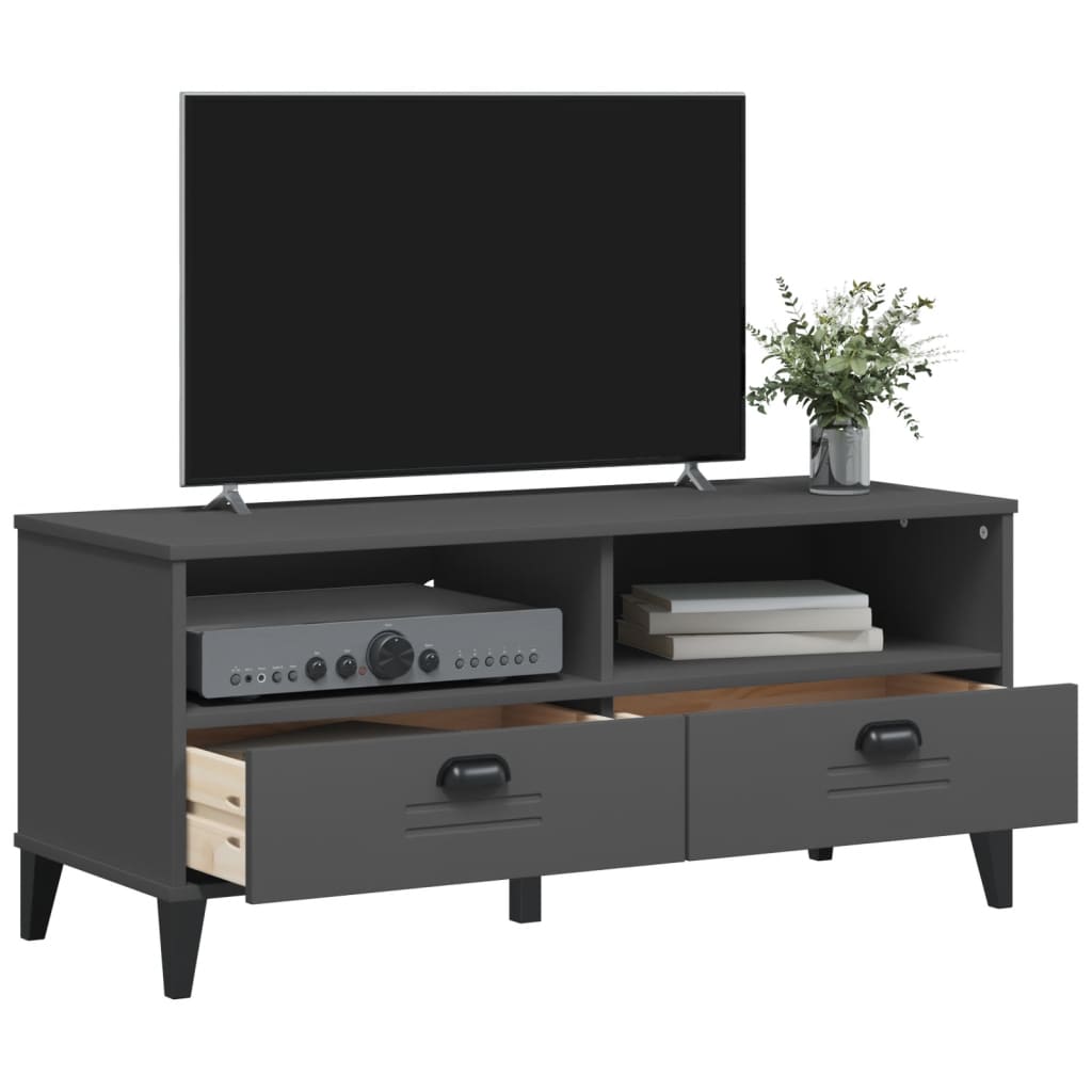 Meuble TV VIKEN gris anthracite bois de pin solide - XIOS