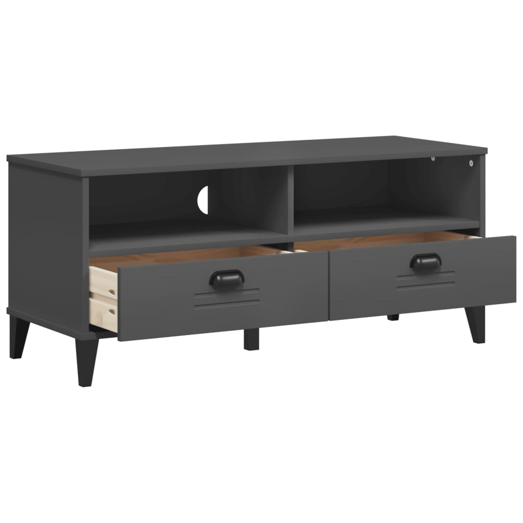 Meuble TV VIKEN gris anthracite bois de pin solide - XIOS