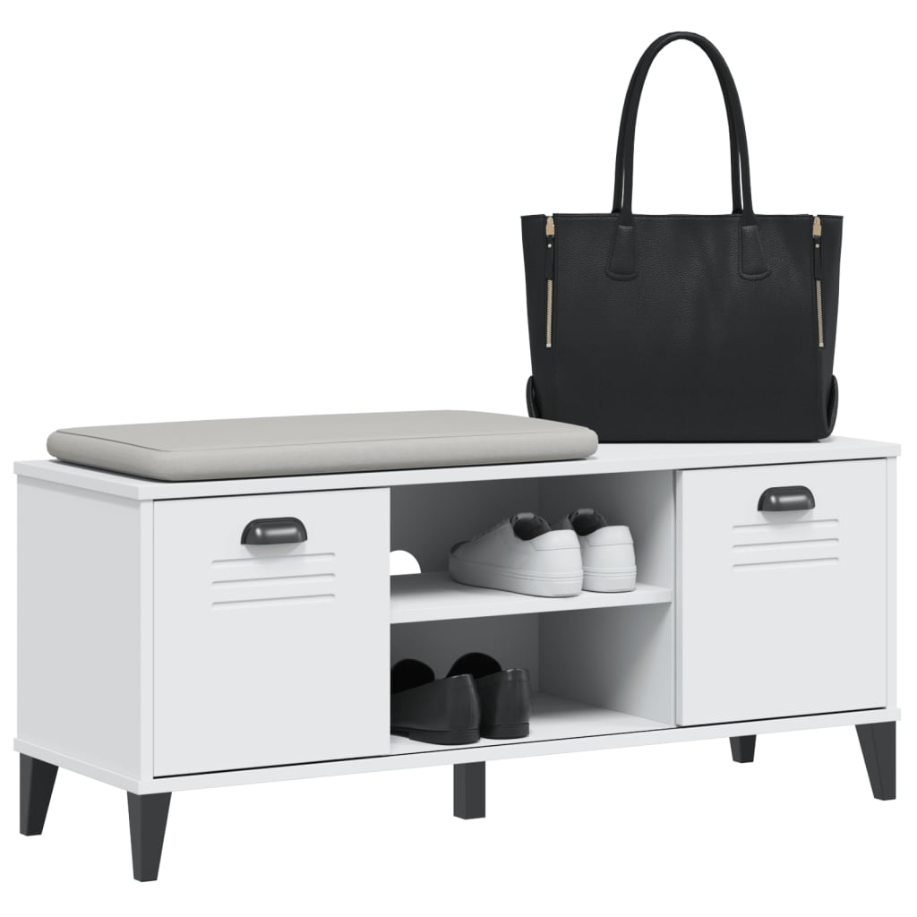 Banc à chaussures VIKEN blanc 106x35x45 cm bois massif de pin - XIOS