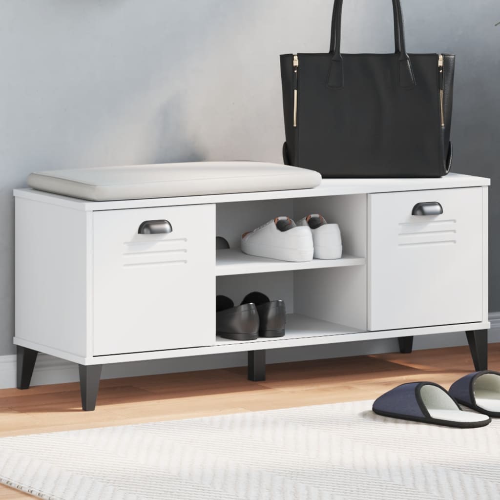 Banc à chaussures VIKEN blanc 106x35x45 cm bois massif de pin - XIOS