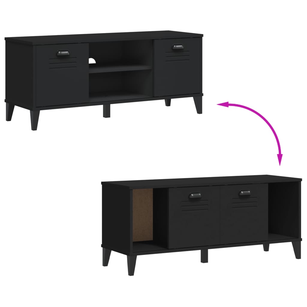 Banc à chaussures VIKEN noir 106x35x45 cm bois massif de pin - XIOS
