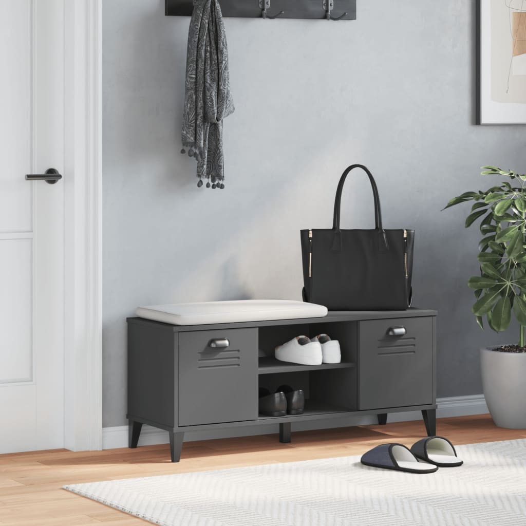 Banc à chaussures VIKEN gris anthracite bois massif de pin - XIOS