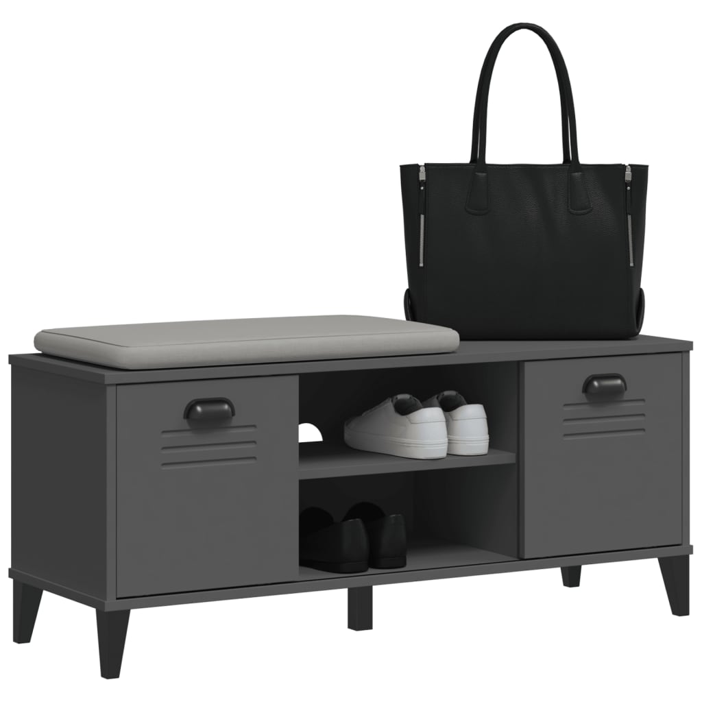 Banc à chaussures VIKEN gris anthracite bois massif de pin - XIOS