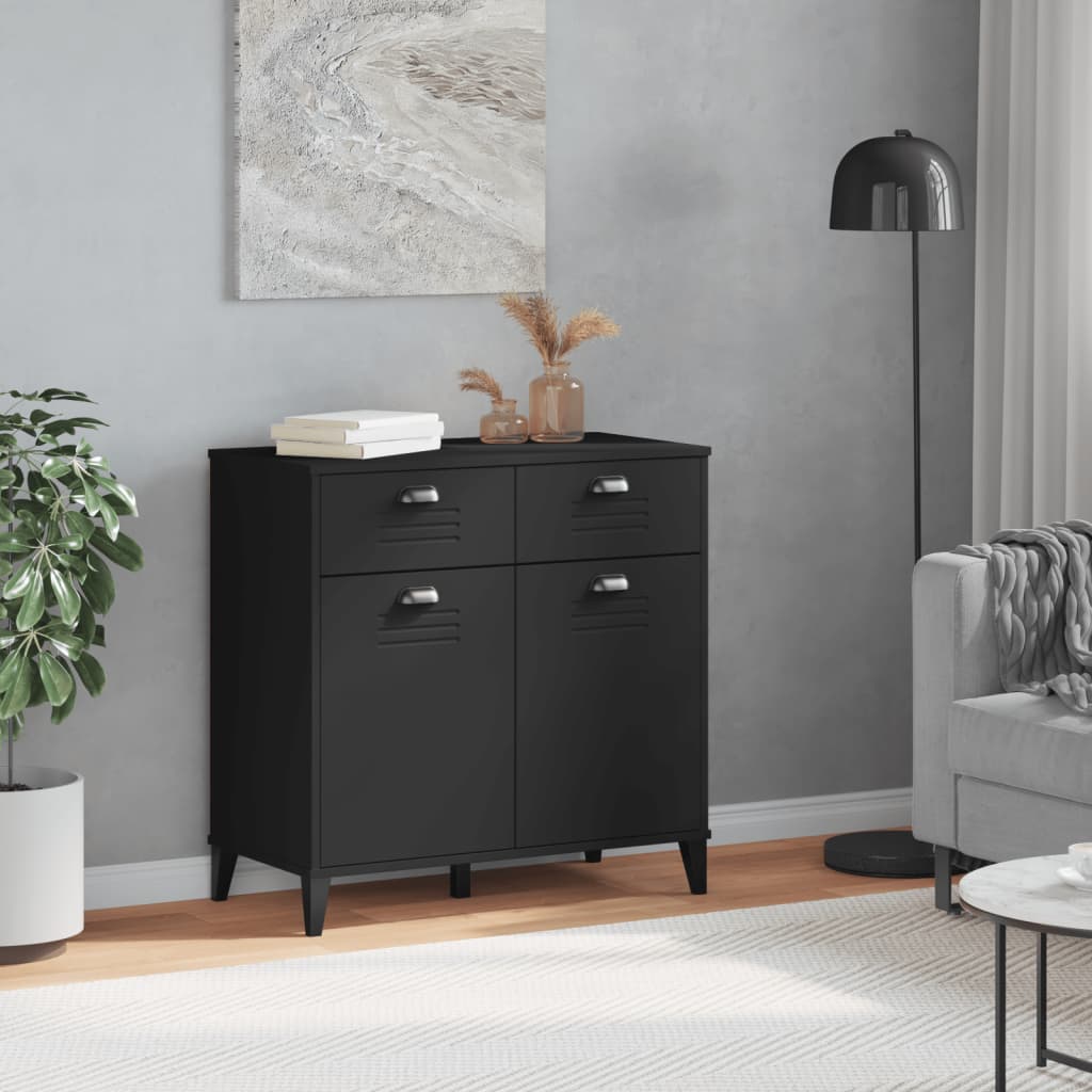 Buffet VIKEN noir 80x40x80 cm bois d'ingénierie - XIOS