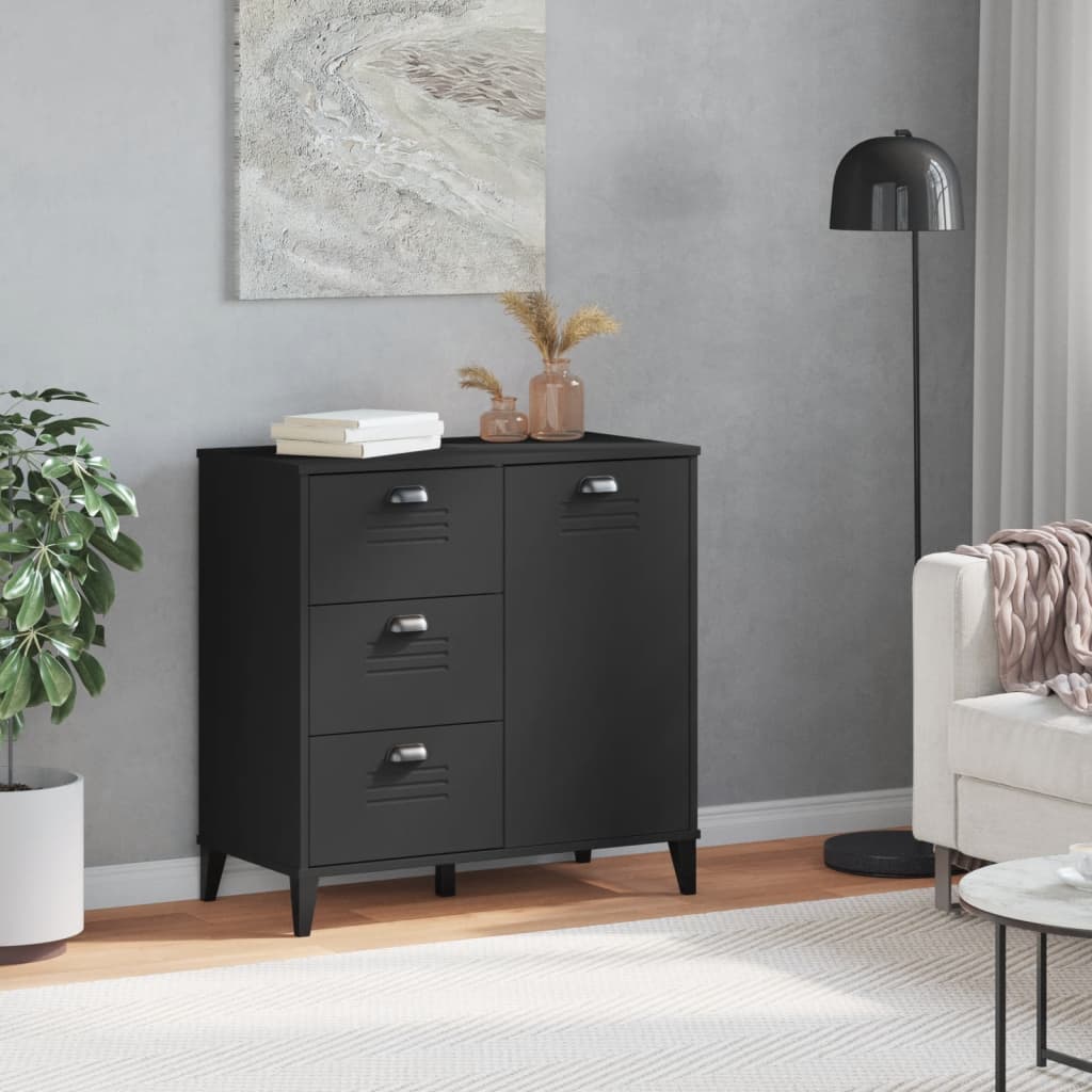 Buffet VIKEN noir 80x40x80 cm bois d'ingénierie - XIOS