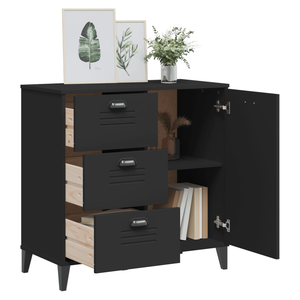 Buffet VIKEN noir 80x40x80 cm bois d'ingénierie - XIOS