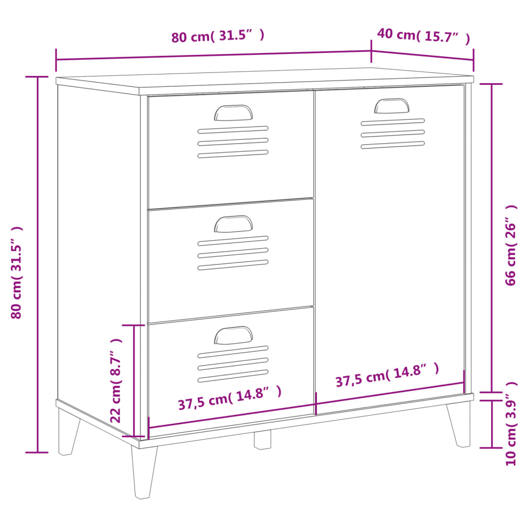 Buffet VIKEN noir 80x40x80 cm bois d'ingénierie - XIOS