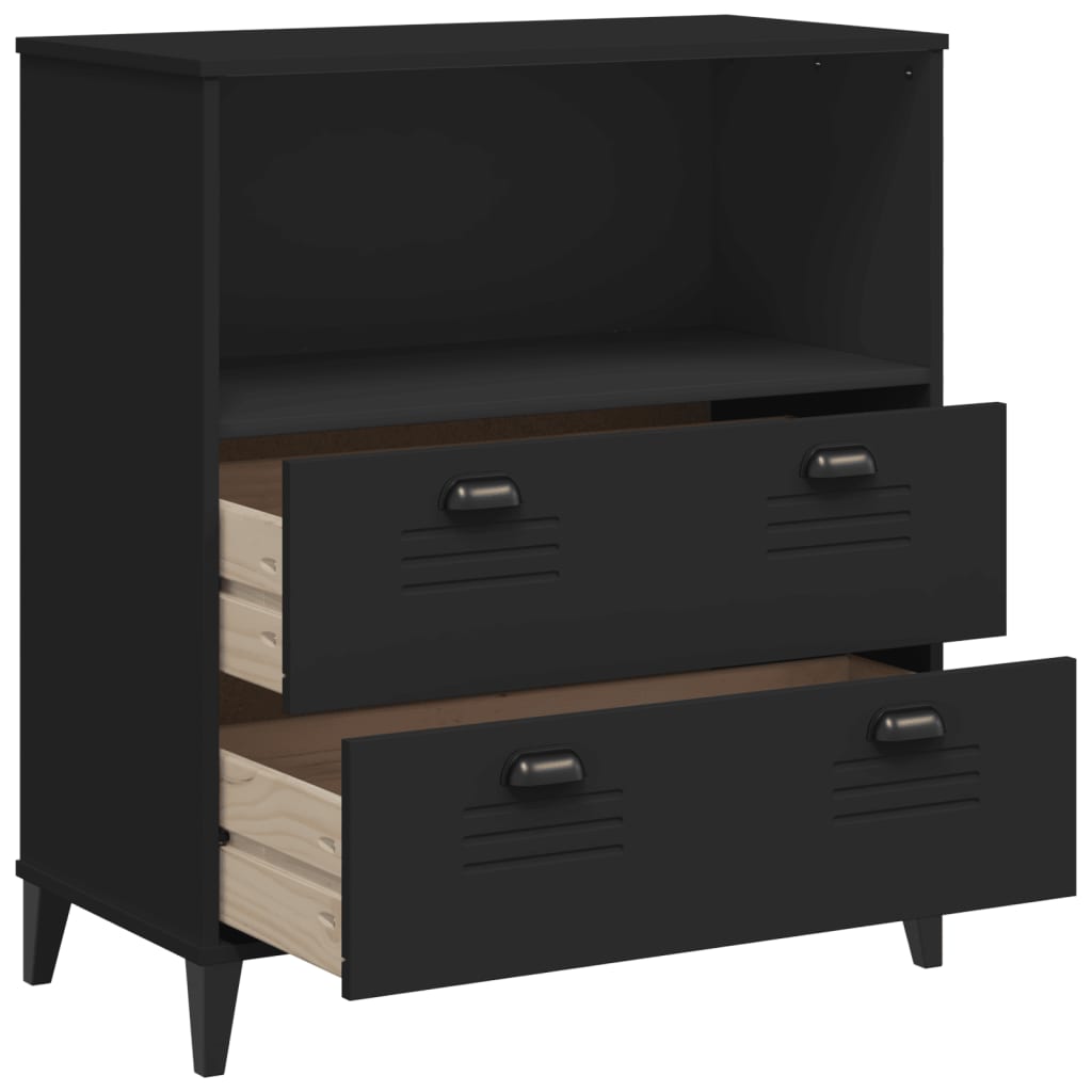 Bibliothèque VIKEN noir 80x40x90 cm bois d'ingénierie - XIOS