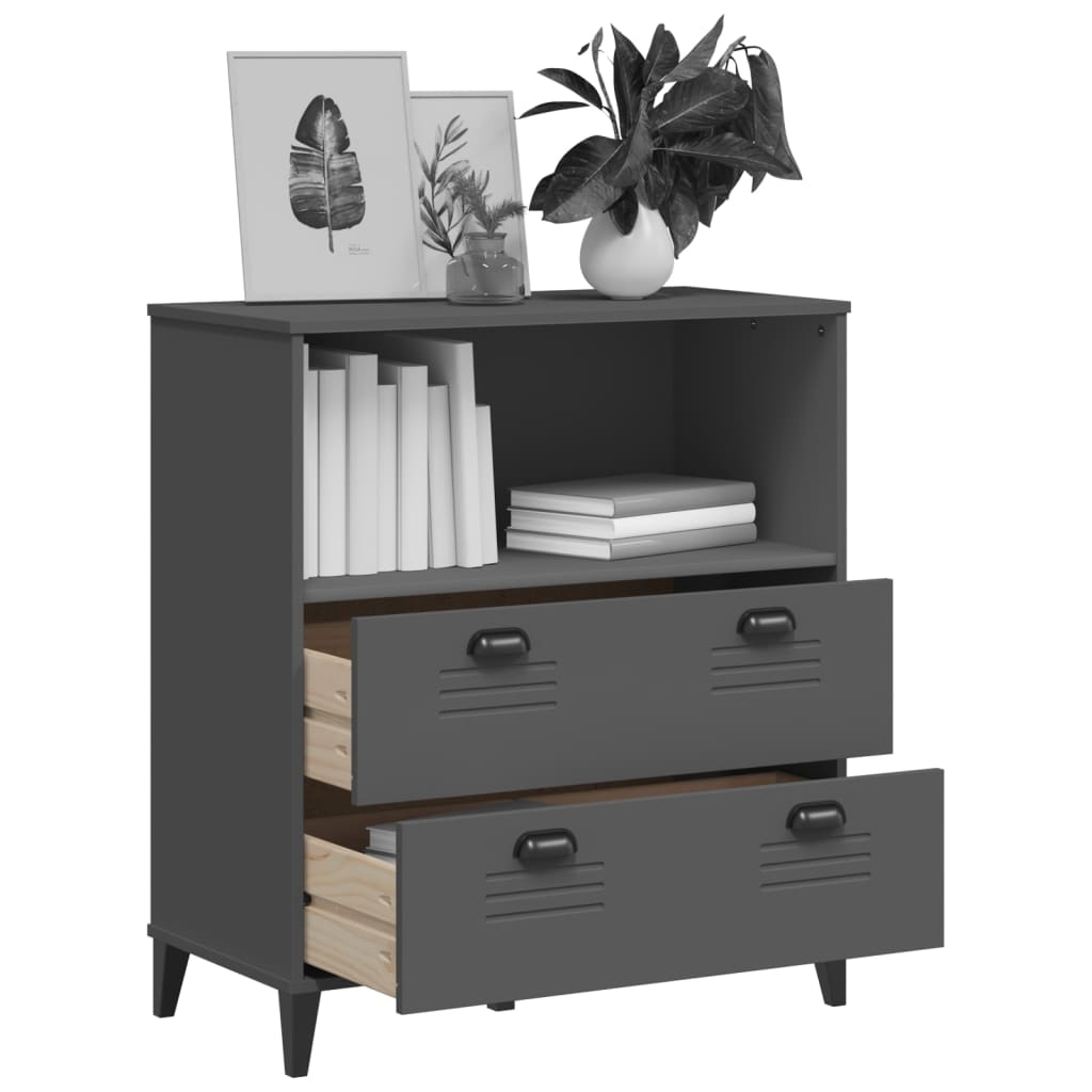 Bibliothèque VIKEN gris anthracite 80x40x90cm bois d'ingénierie - XIOS