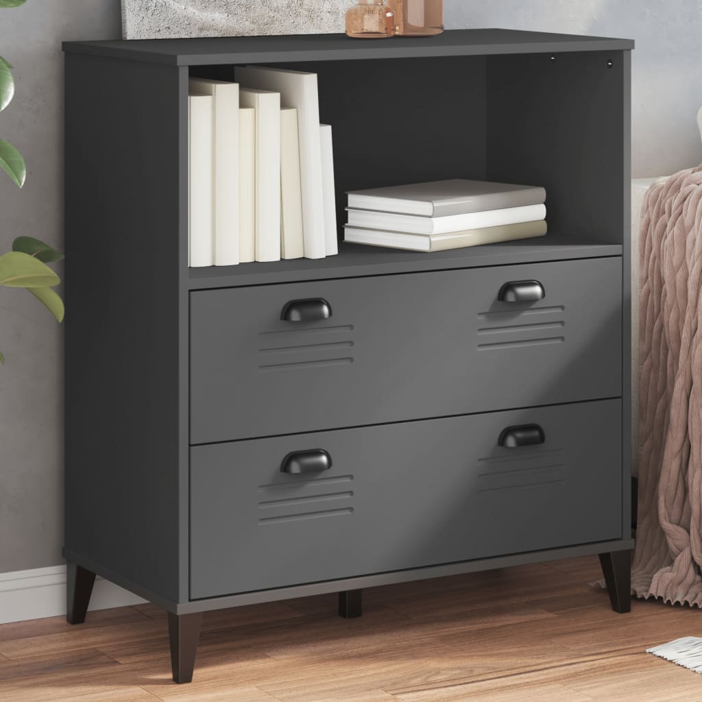 Bibliothèque VIKEN gris anthracite 80x40x90cm bois d'ingénierie - XIOS