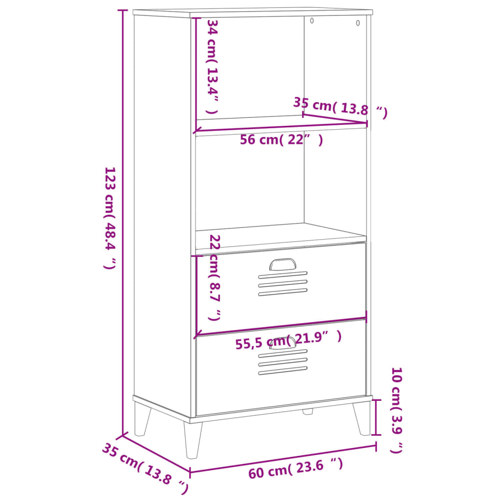 Bibliothèque VIKEN blanc 60x35x123 cm bois d'ingénierie - XIOS
