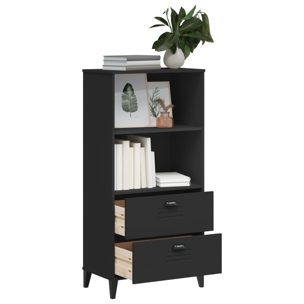 Bibliothèque VIKEN noir 60x35x123 cm bois d'ingénierie - XIOS