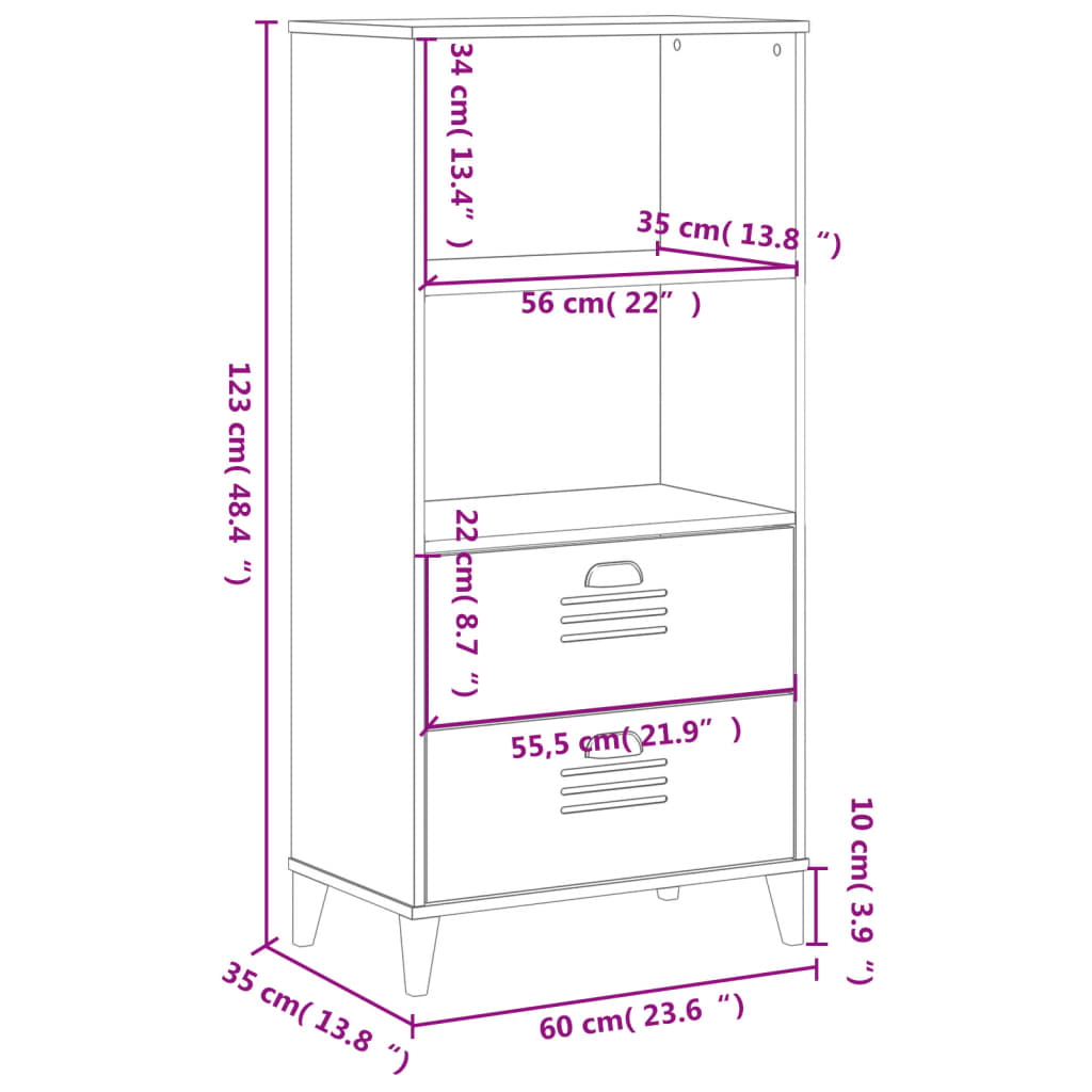 Bibliothèque VIKEN noir 60x35x123 cm bois d'ingénierie - XIOS