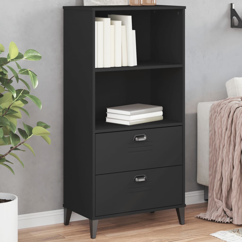 Bibliothèque VIKEN noir 60x35x123 cm bois d'ingénierie - XIOS