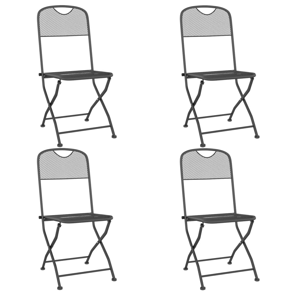 Ensemble à manger de jardin 5 pcs anthracite métal maille