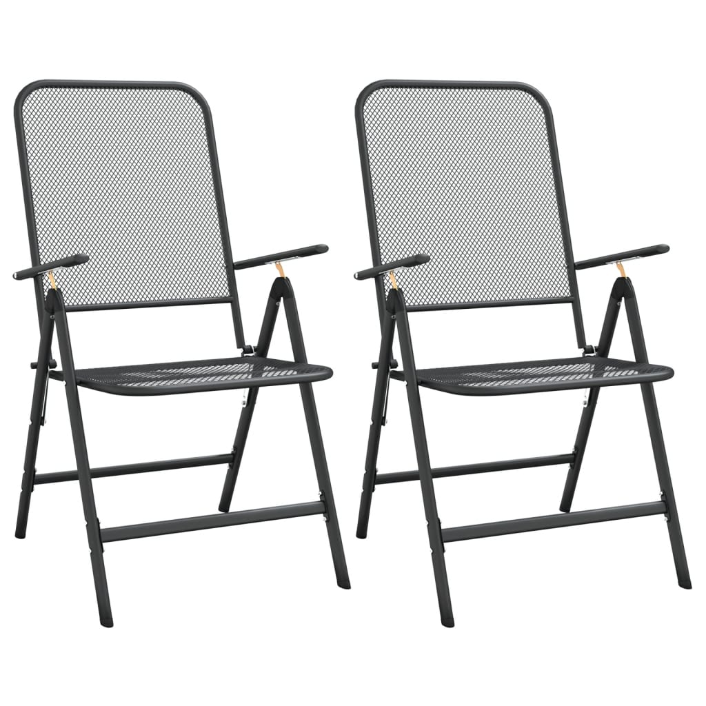 Ensemble à manger de jardin 3 pcs anthracite métal maille