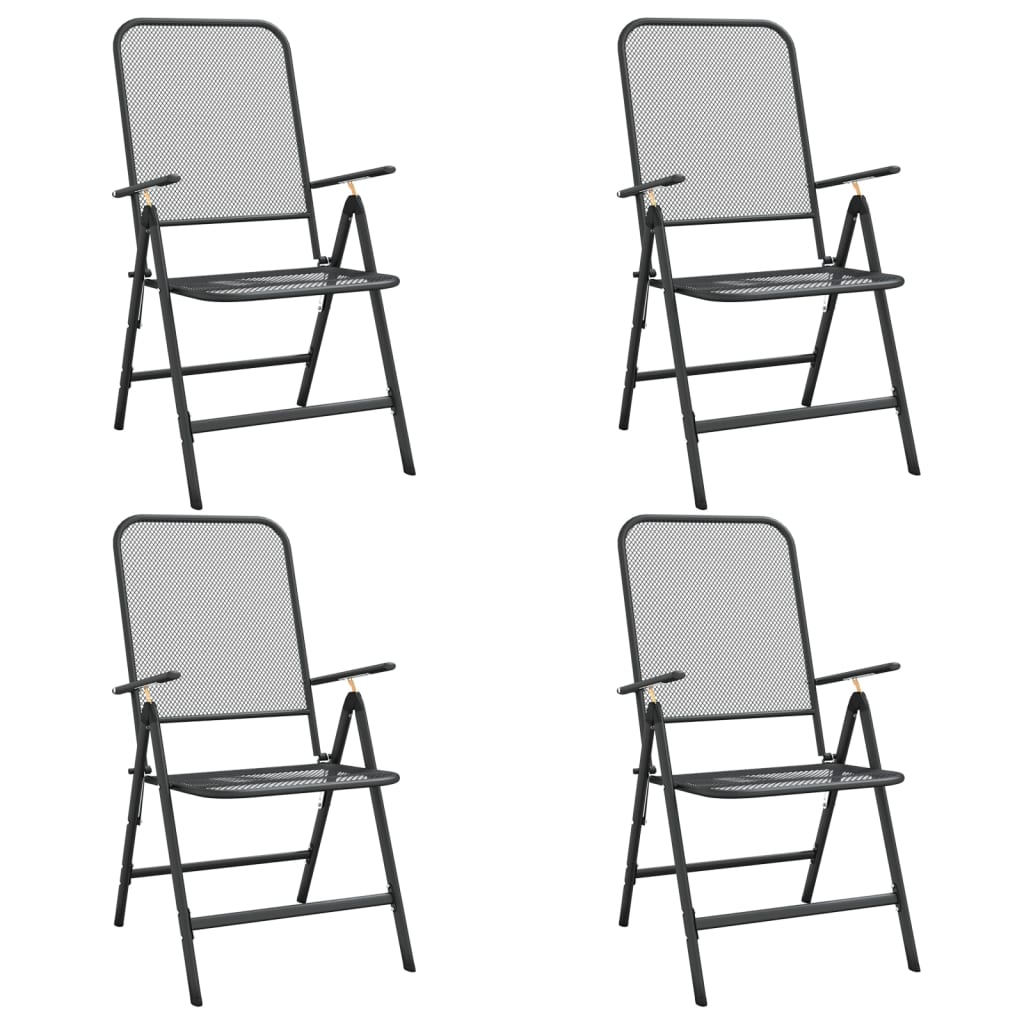 Ensemble à manger de jardin 5 pcs anthracite métal maille