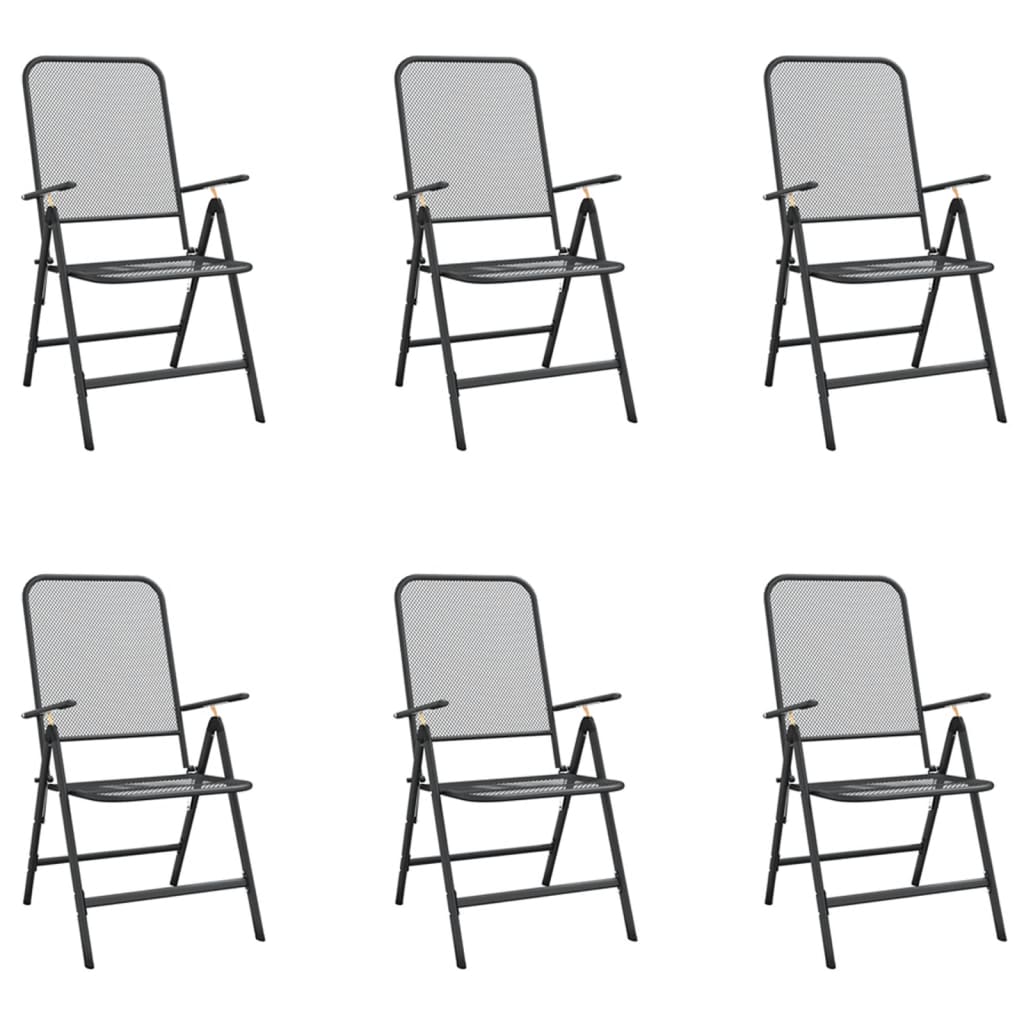 Ensemble à manger de jardin 7 pcs anthracite métal maille