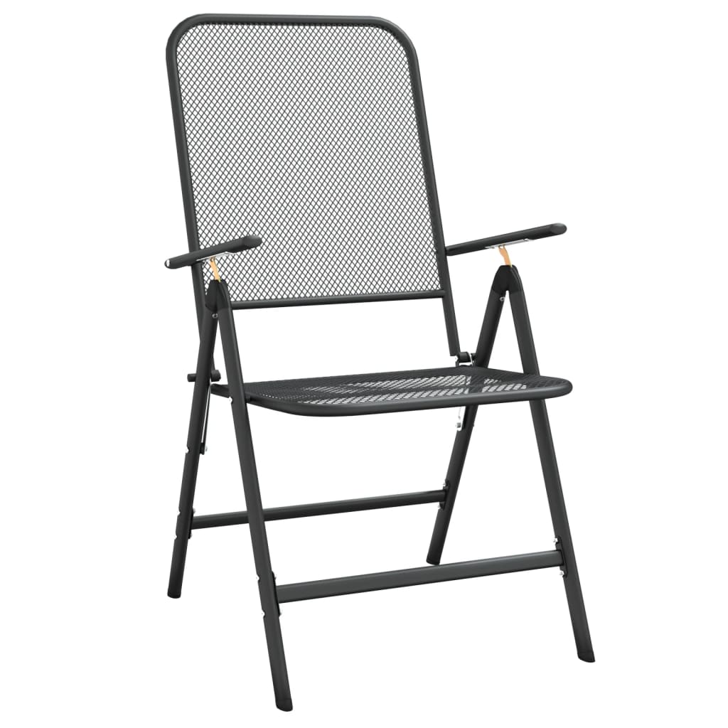 Ensemble à manger de jardin 7 pcs anthracite métal maille