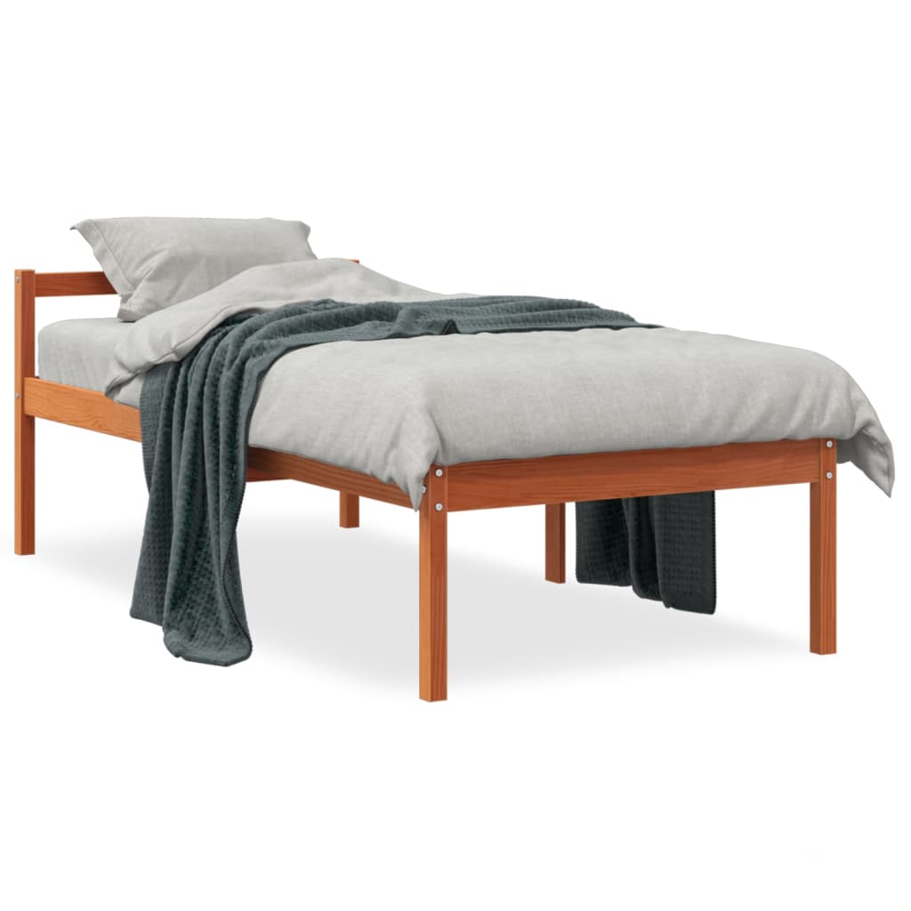 Lit pour personne âgée cire marron 90x200 cm bois de pin massif - XIOS