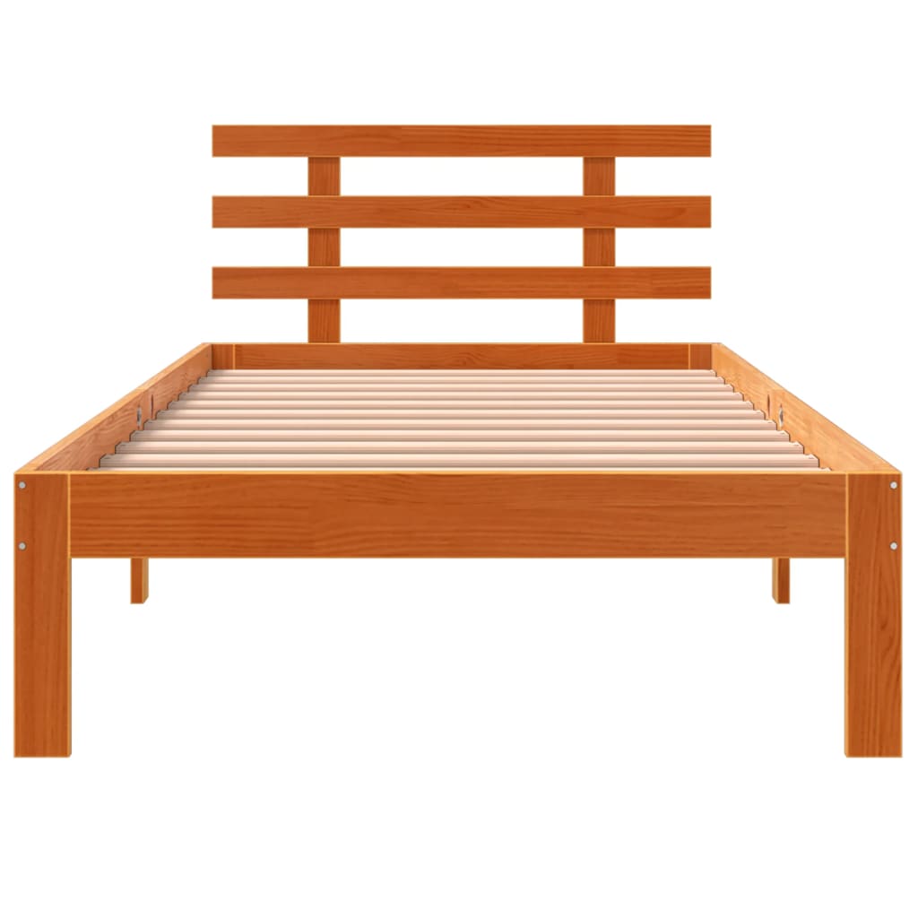 Cadre de lit sans matelas cire marron 100x200cm bois pin massif - XIOS