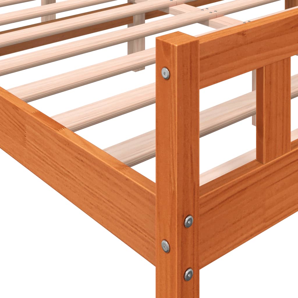Cadre de lit sans matelas cire marron 150x200cm bois pin massif - XIOS