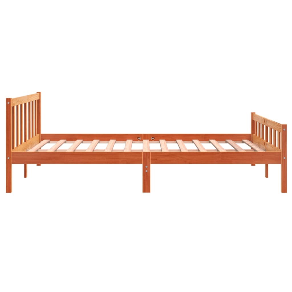 Cadre de lit sans matelas cire marron 160x200cm bois pin massif - XIOS