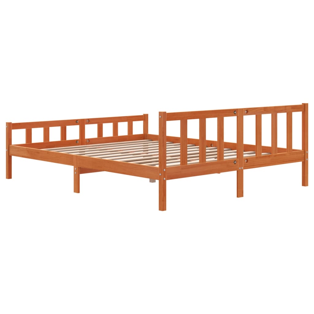 Cadre de lit sans matelas cire marron 160x200cm bois pin massif - XIOS