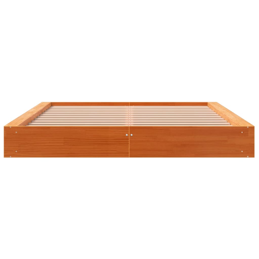 Cadre de lit sans matelas cire marron 160x200cm bois pin massif - XIOS