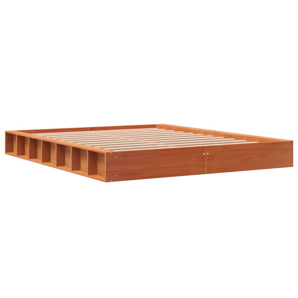 Cadre de lit sans matelas cire marron 160x200cm bois pin massif - XIOS