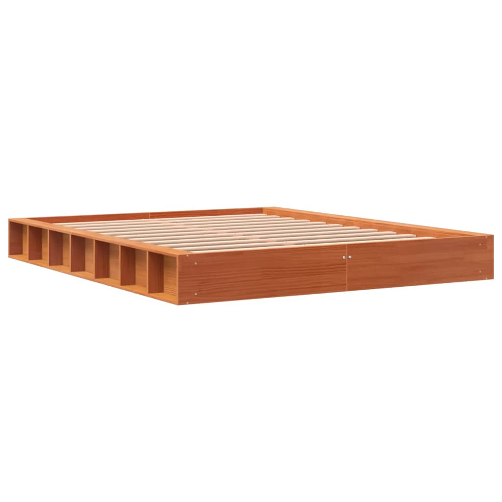 Cadre de lit sans matelas cire marron 150x200cm bois pin massif - XIOS