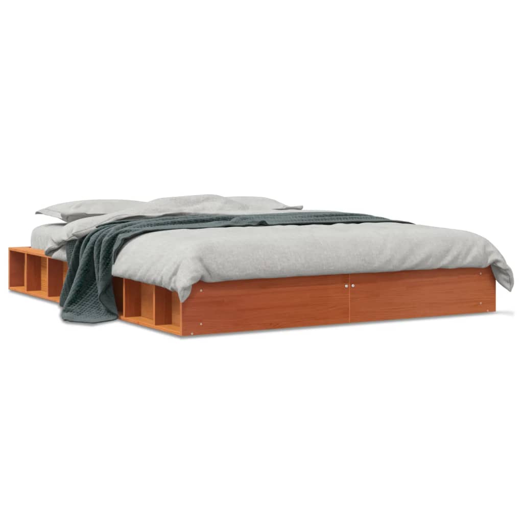 Cadre de lit sans matelas cire marron 120x200cm bois pin massif - XIOS
