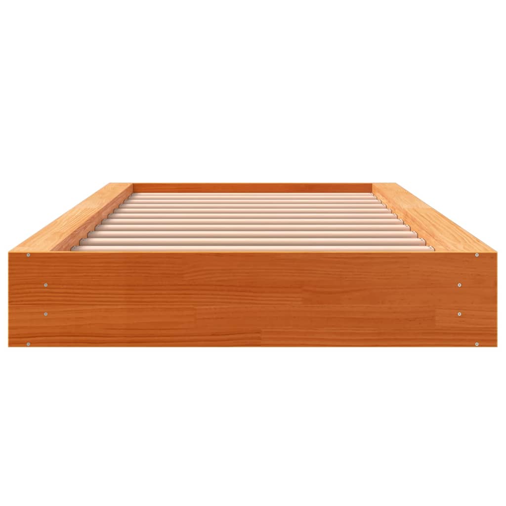 Cadre de lit sans matelas cire marron 100x200cm bois pin massif - XIOS
