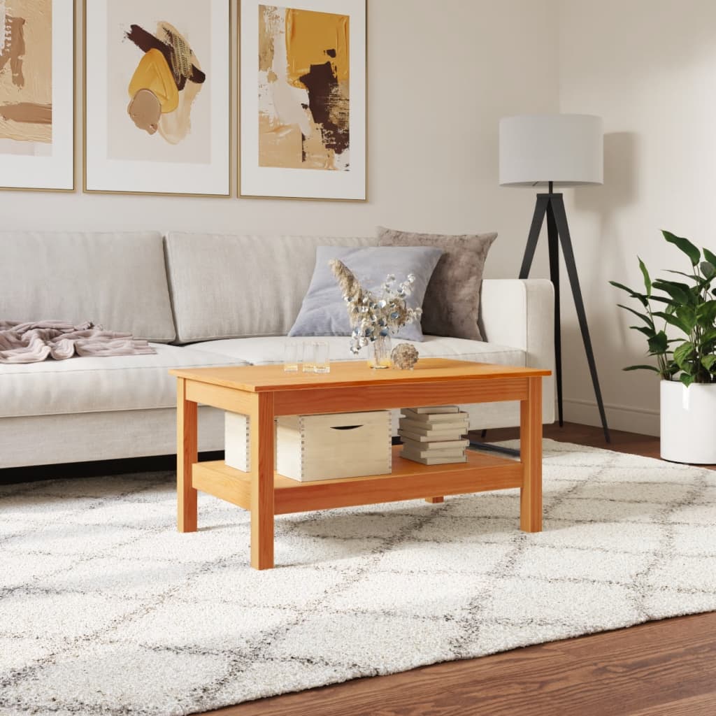 Table basse cire marron 80x50x40 cm bois massif de pin XIOS