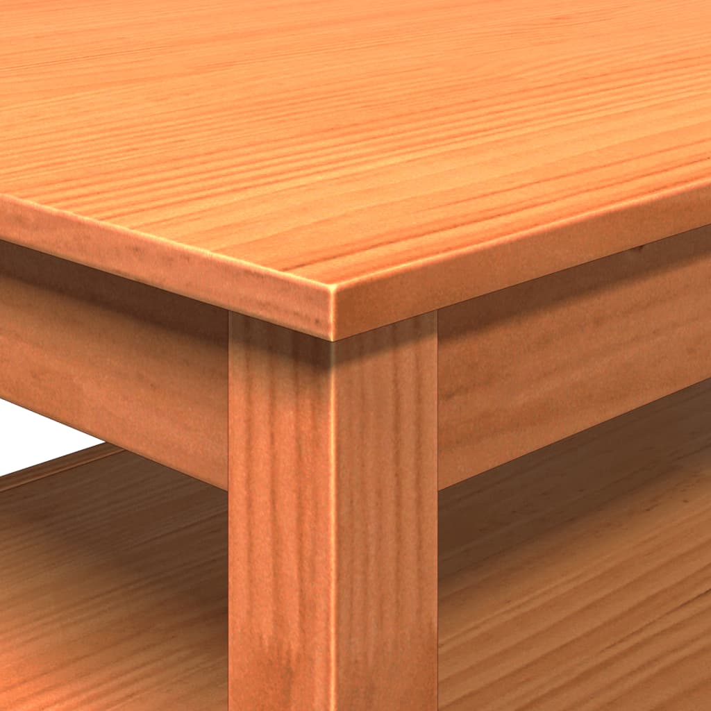 Table basse cire marron 80x50x40 cm bois massif de pin XIOS