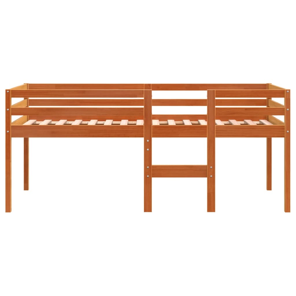 Lit haut sans matelas cire marron 90x200 cm bois massif - XIOS
