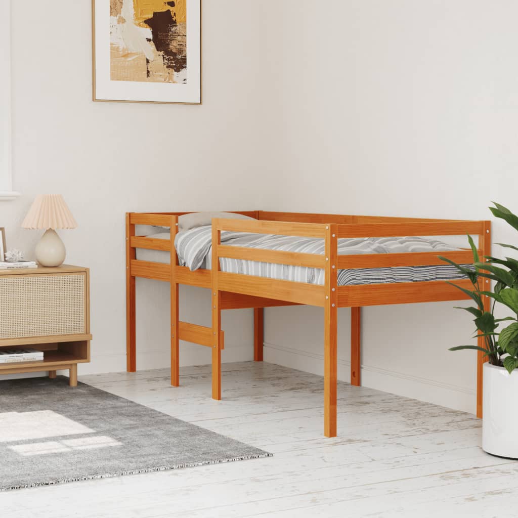 Lit haut sans matelas cire marron 90x200 cm bois massif - XIOS