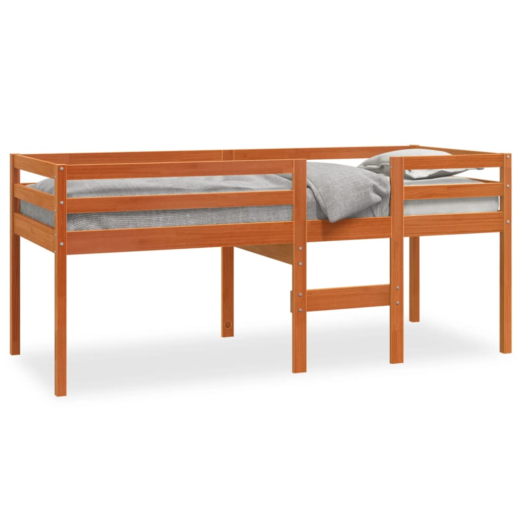 Lit haut sans matelas cire marron 90x190 cm bois massif - XIOS