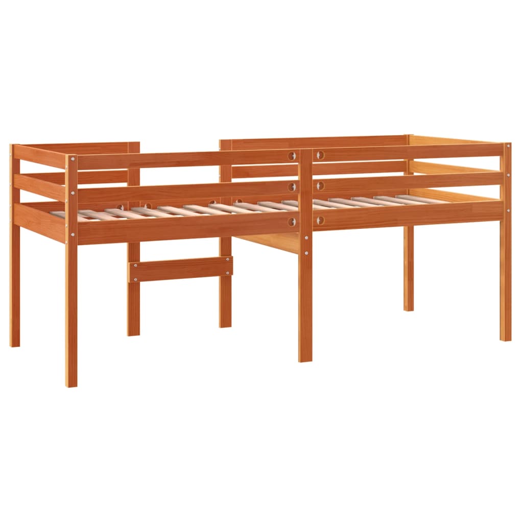 Lit haut sans matelas cire marron 90x190 cm bois massif - XIOS