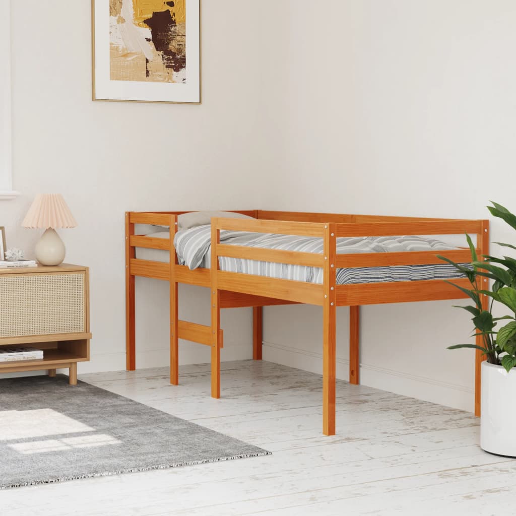 Lit haut sans matelas cire marron 90x190 cm bois massif - XIOS