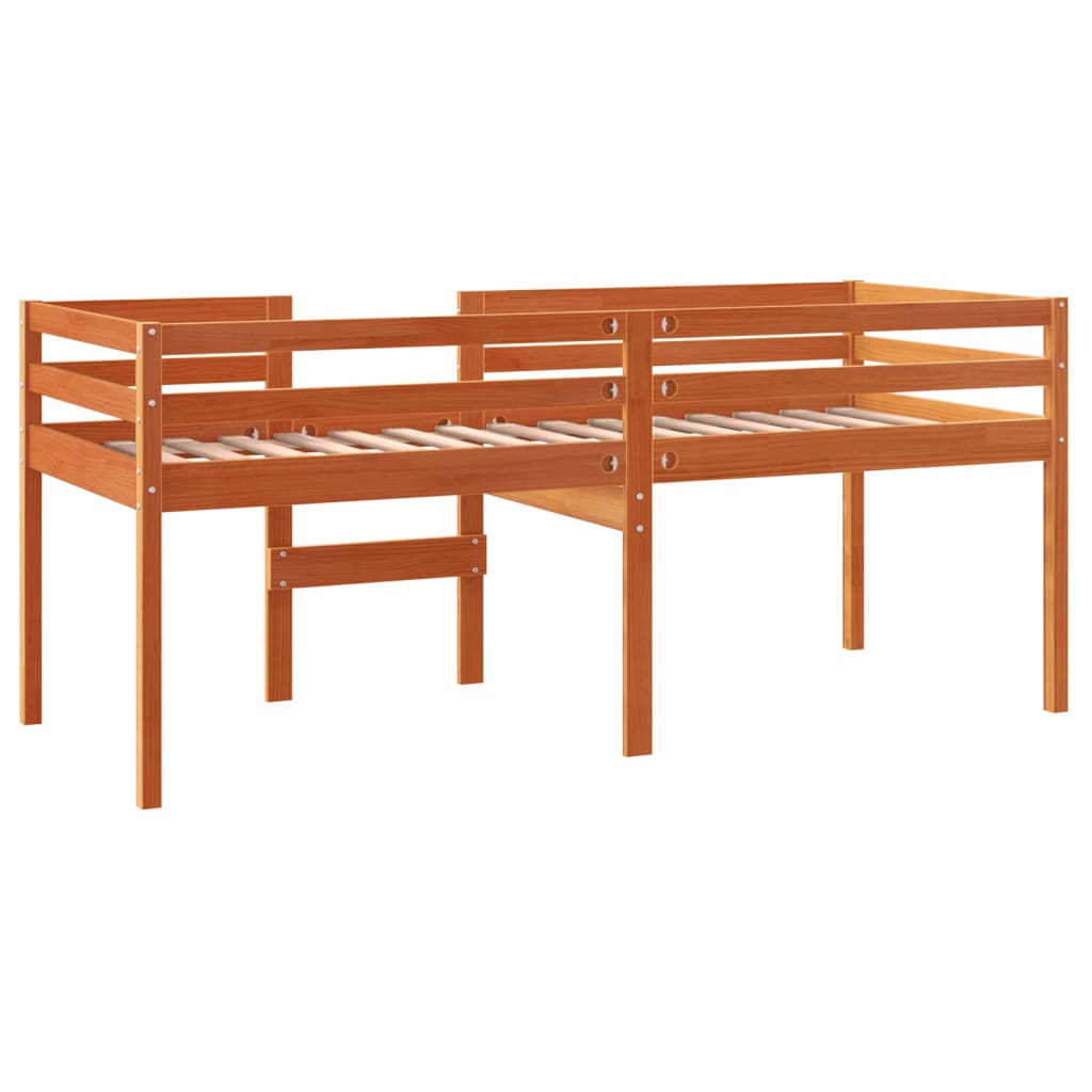 Lit haut sans matelas cire marron 75x190 cm bois massif - XIOS