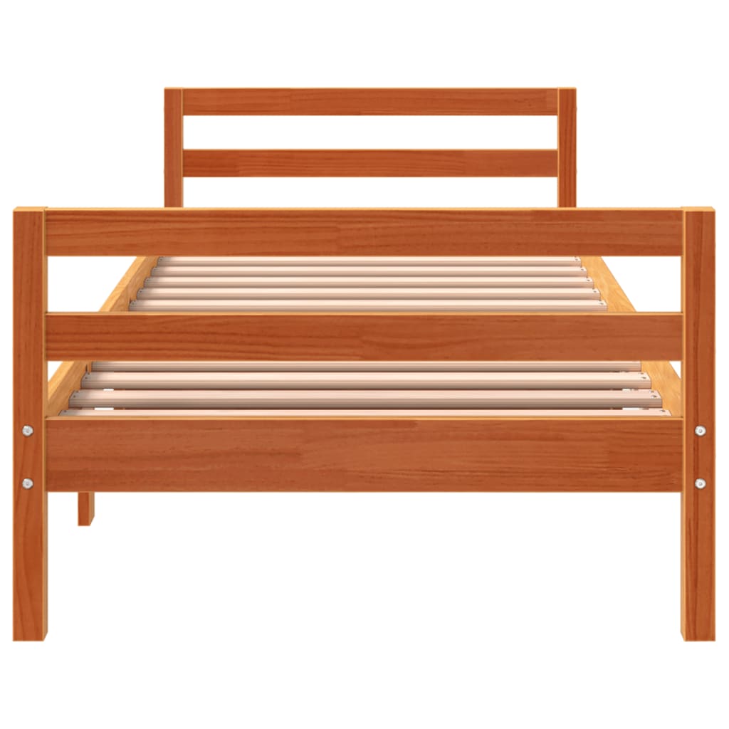 Cadre de lit sans matelas cire marron 90x200 cm bois pin massif - XIOS