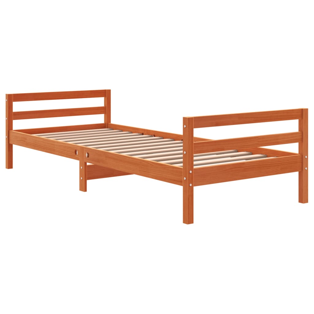Cadre de lit sans matelas cire marron 90x200 cm bois pin massif - XIOS