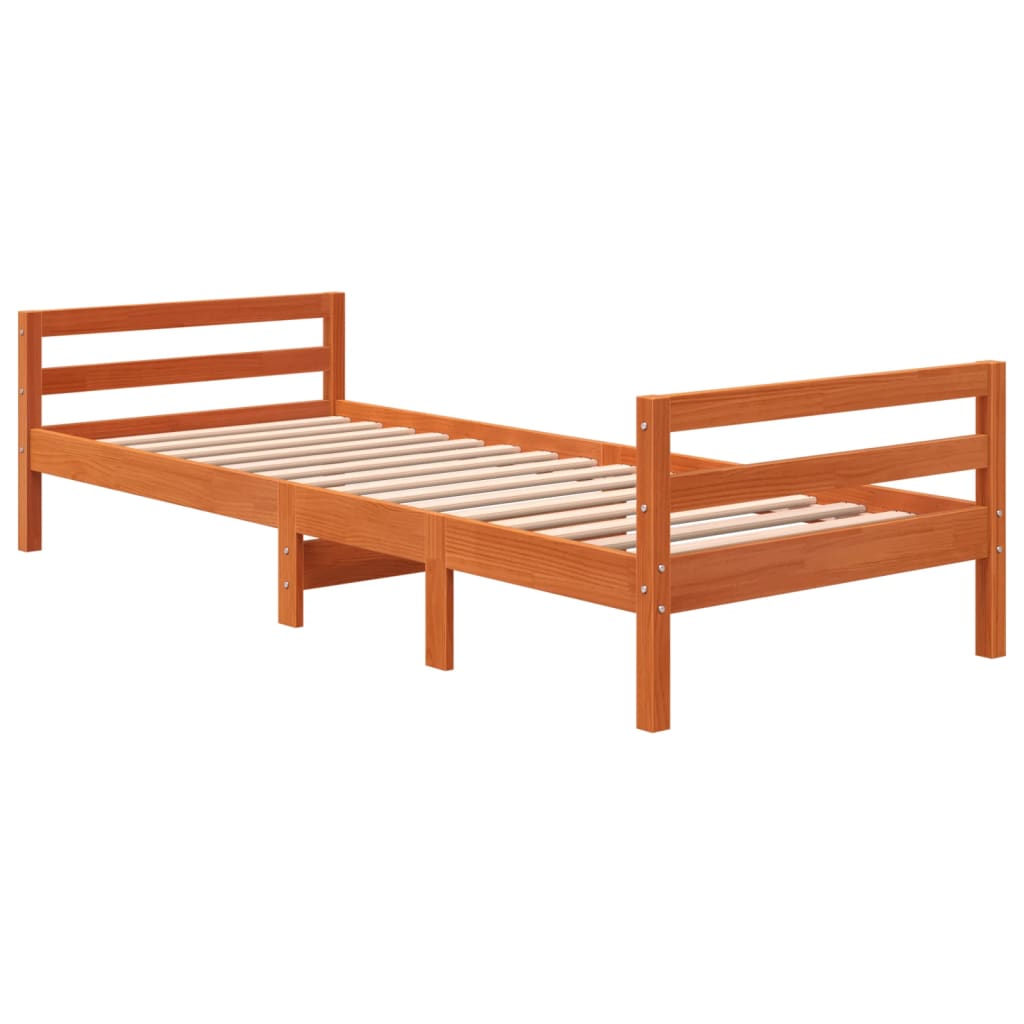 Cadre de lit sans matelas cire marron 75x190 cm bois pin massif - XIOS