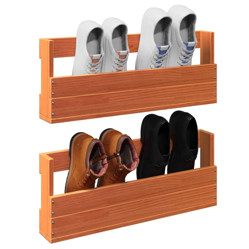 Étagères à chaussures murales 2 pcs cire marron 59x8,5x23,5 cm - XIOS