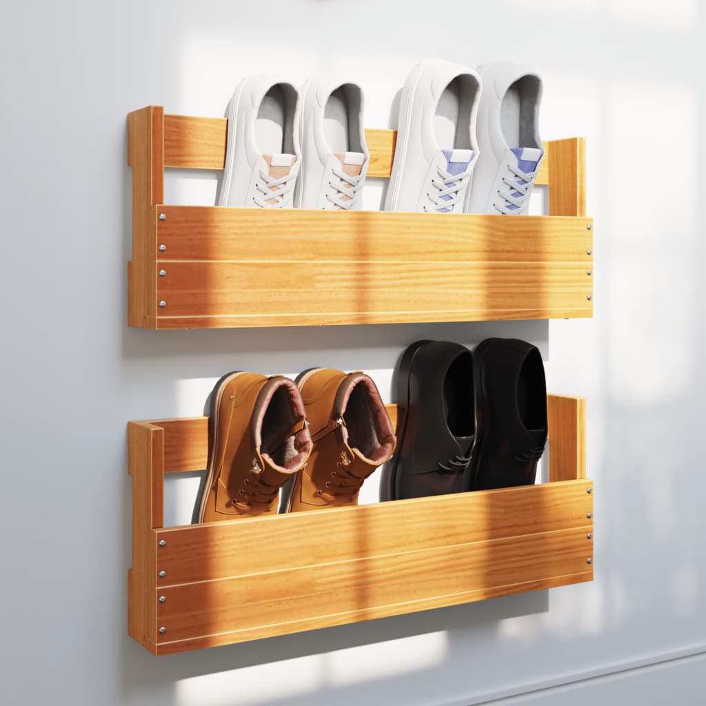 Étagères à chaussures murales 2 pcs cire marron 59x8,5x23,5 cm - XIOS