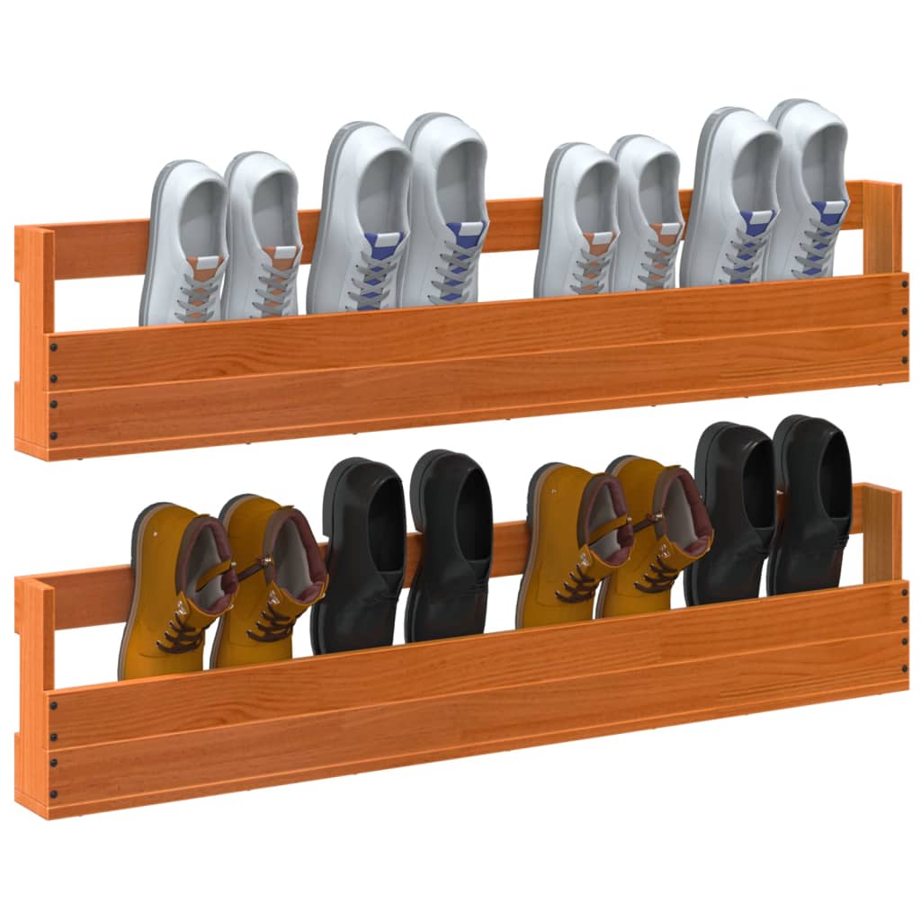 Étagères à chaussures murales 2 pcs cire marron 110x8,5x23,5 cm - XIOS