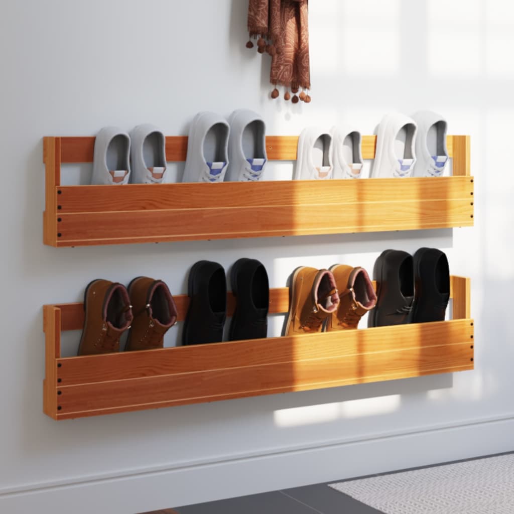 Étagères à chaussures murales 2 pcs cire marron 110x8,5x23,5 cm - XIOS
