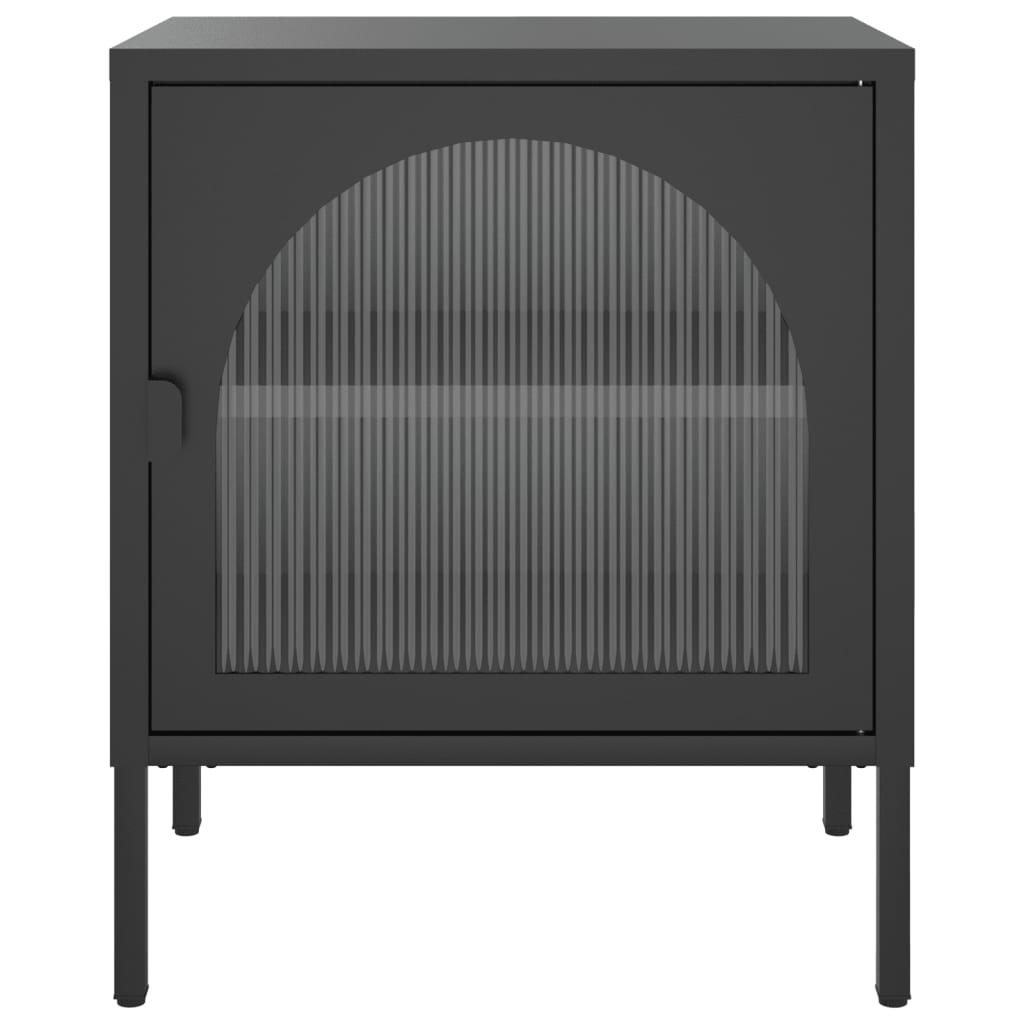 Tables de chevet 2 pcs noir 50x35x60 cm verre et acier - XIOS